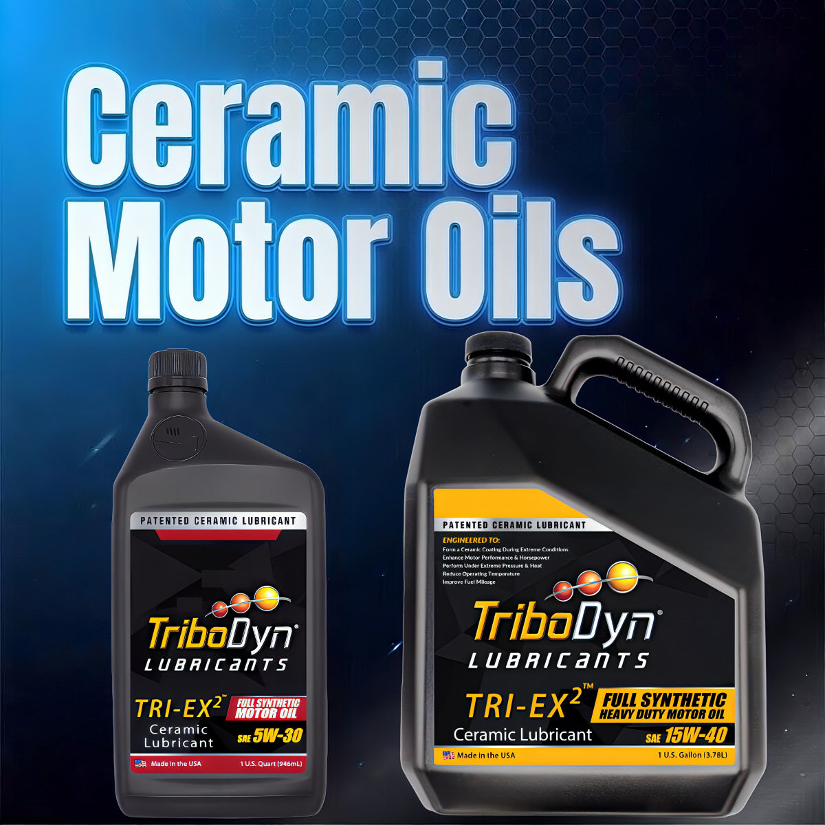 TRI-EX² Full Synthetic Motor Oils by TriboDyn – Patented ceramic lubrication for cars, trucks, and high-performance engines