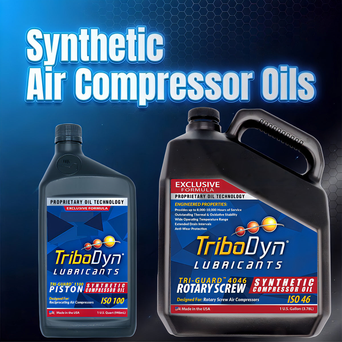 Tri-Guard Air Compressor Oils by TriboDyn – Premium synthetic compressor oils for rotary screw and piston compressors