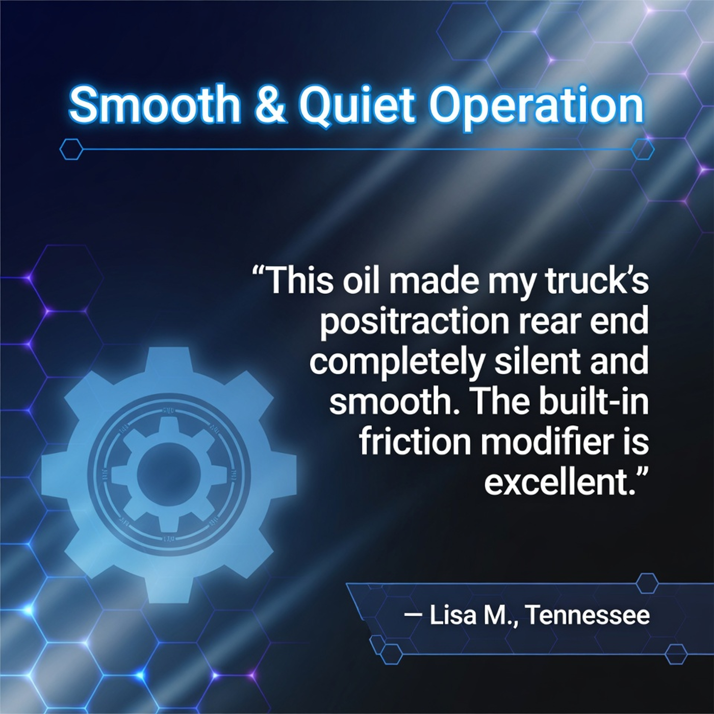 Customer review of TriboDyn TRI-EX 75W-90 Limited Slip gear oil providing smooth and quiet operation