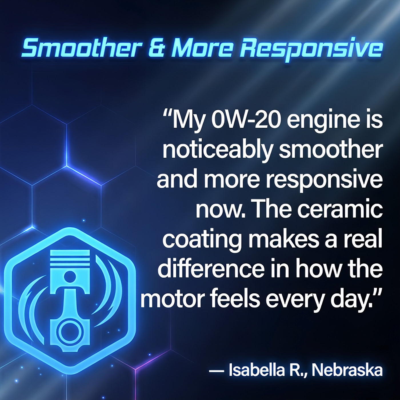Customer review of TriboDyn TRI-EX² 0W-20 Full Synthetic Motor Oil smoother and more responsive engine