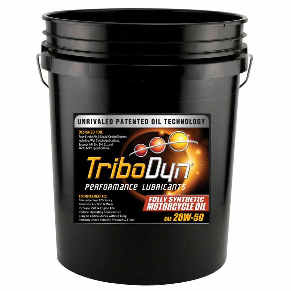 TriboDyn 20W-50 Full Synthetic Motorcycle Oil 5 gallon pail – JASO MA2 full synthetic motorcycle engine oil with patented ceramic technology