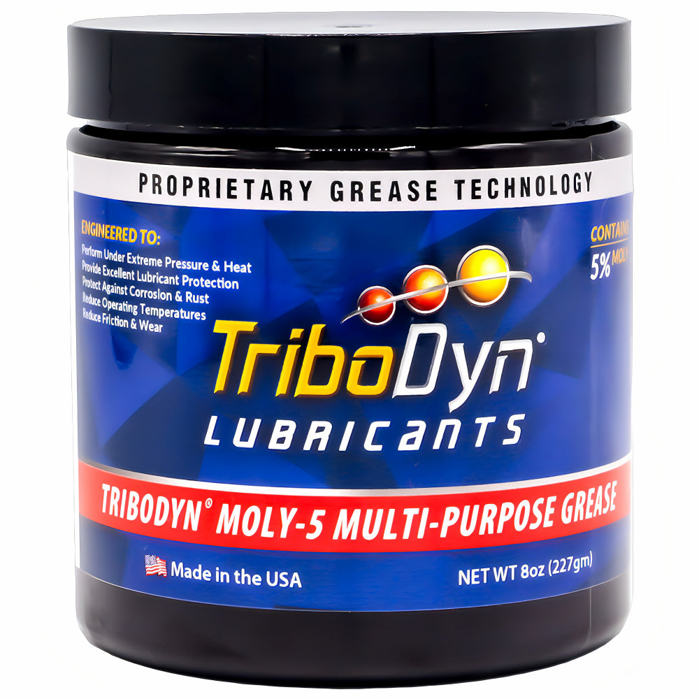 TriboDyn Moly-5 Multi-Purpose Grease 8 oz jar – engineered for extreme pressure, heat, and corrosion protection with 5% Moly