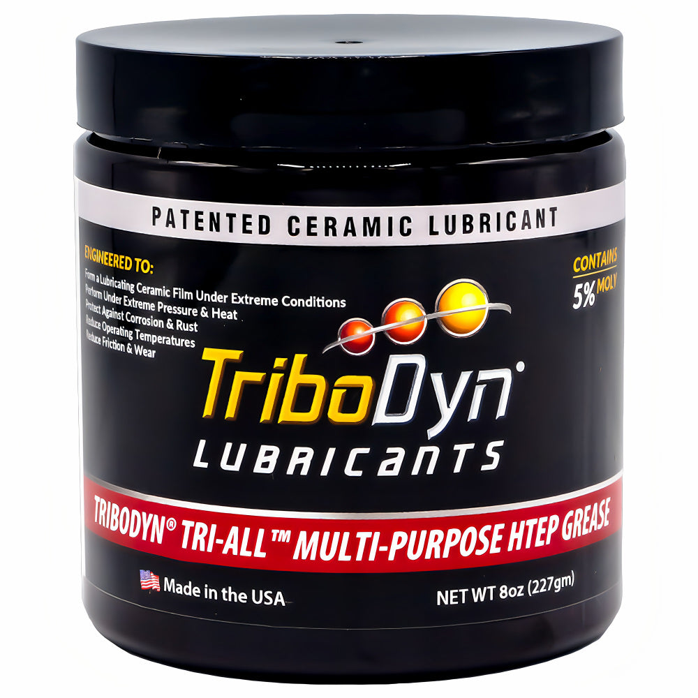 TriboDyn TRI-ALL Multi-Purpose HTEP Grease 8 oz jar – patented ceramic lubricant with 5% Moly for superior wear protection and high-temperature performance