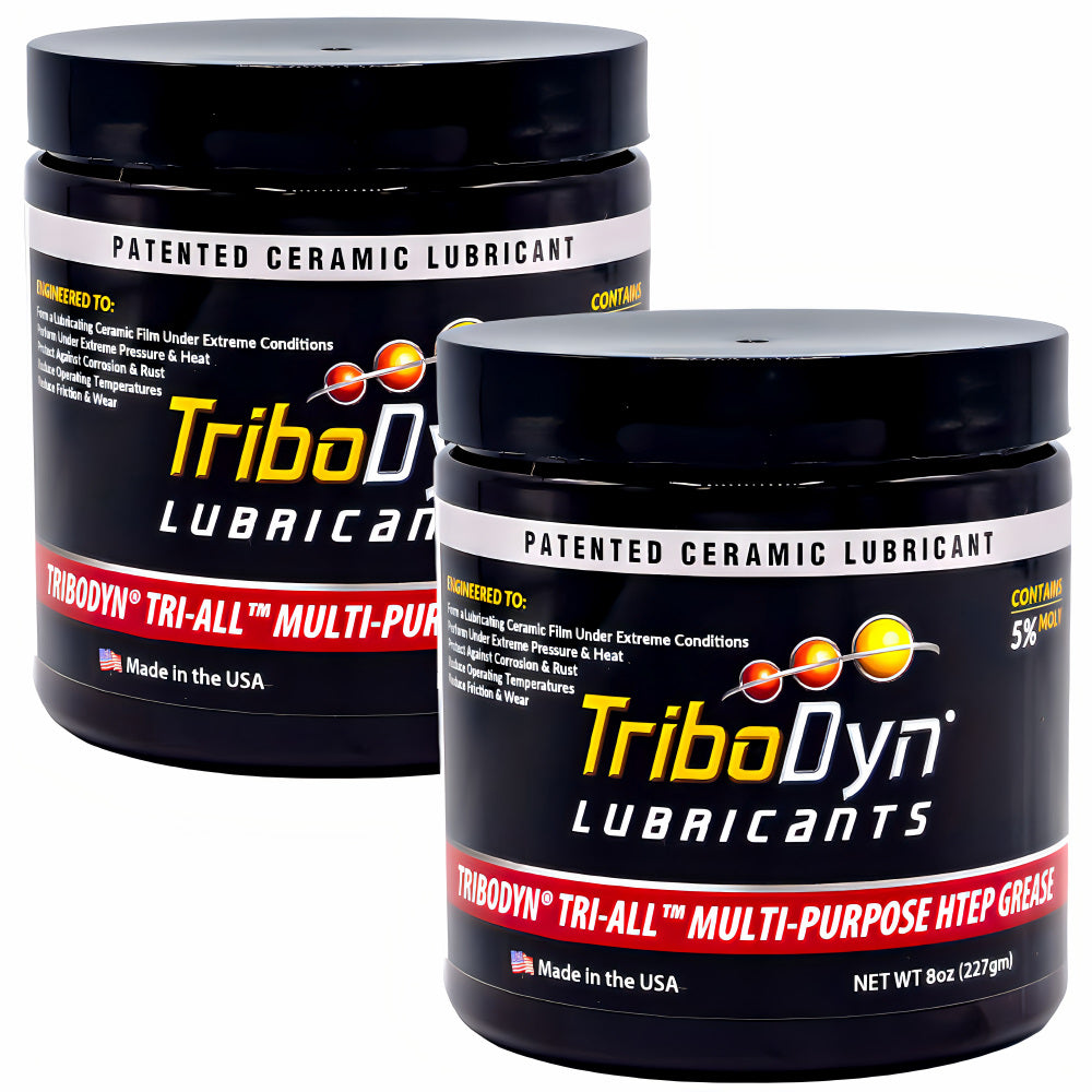 TriboDyn TRI-ALL Multi-Purpose HTEP Grease 8 oz jars – patented ceramic lubricant with 5% Moly for superior wear protection and high-temperature performance