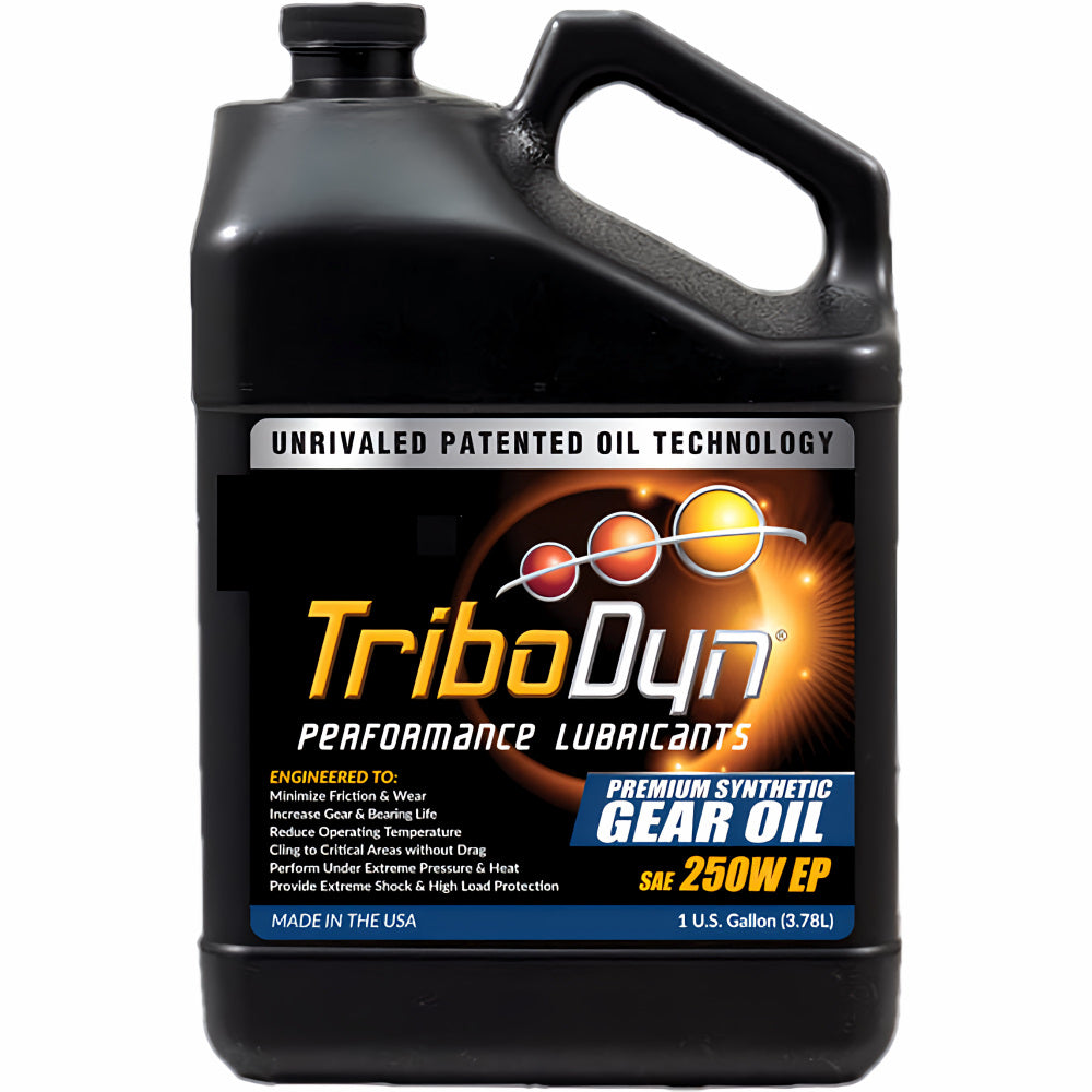 TriboDyn TRI-EX Full Synthetic 250W Extreme Pressure Gear Oil 1 gallon jug – premium synthetic gear oil SAE 250W EP with patented oil technology