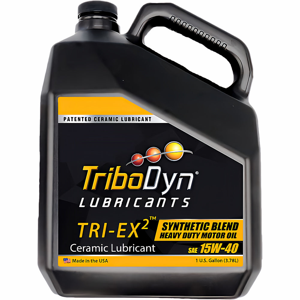 TriboDyn TRI-EX2 15W-40 Synthetic Blend Heavy Duty Motor Oil 1 gallon jug – patented ceramic lubricant synthetic blend heavy duty motor oil