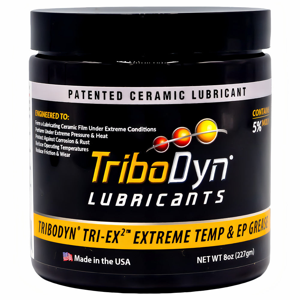 TriboDyn TRI-EX2 Extreme Temp & EP Grease 8 oz jar – patented ceramic lubricant with 5% Moly engineered for extreme temperature and extreme pressure conditions