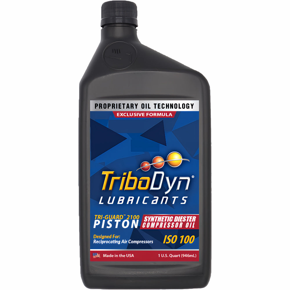 TriboDyn TRI-GUARD 2100 Synthetic Diester Piston Compressor Oil 1 quart bottle – ISO 100 premium synthetic compressor oil for reciprocating air compressors