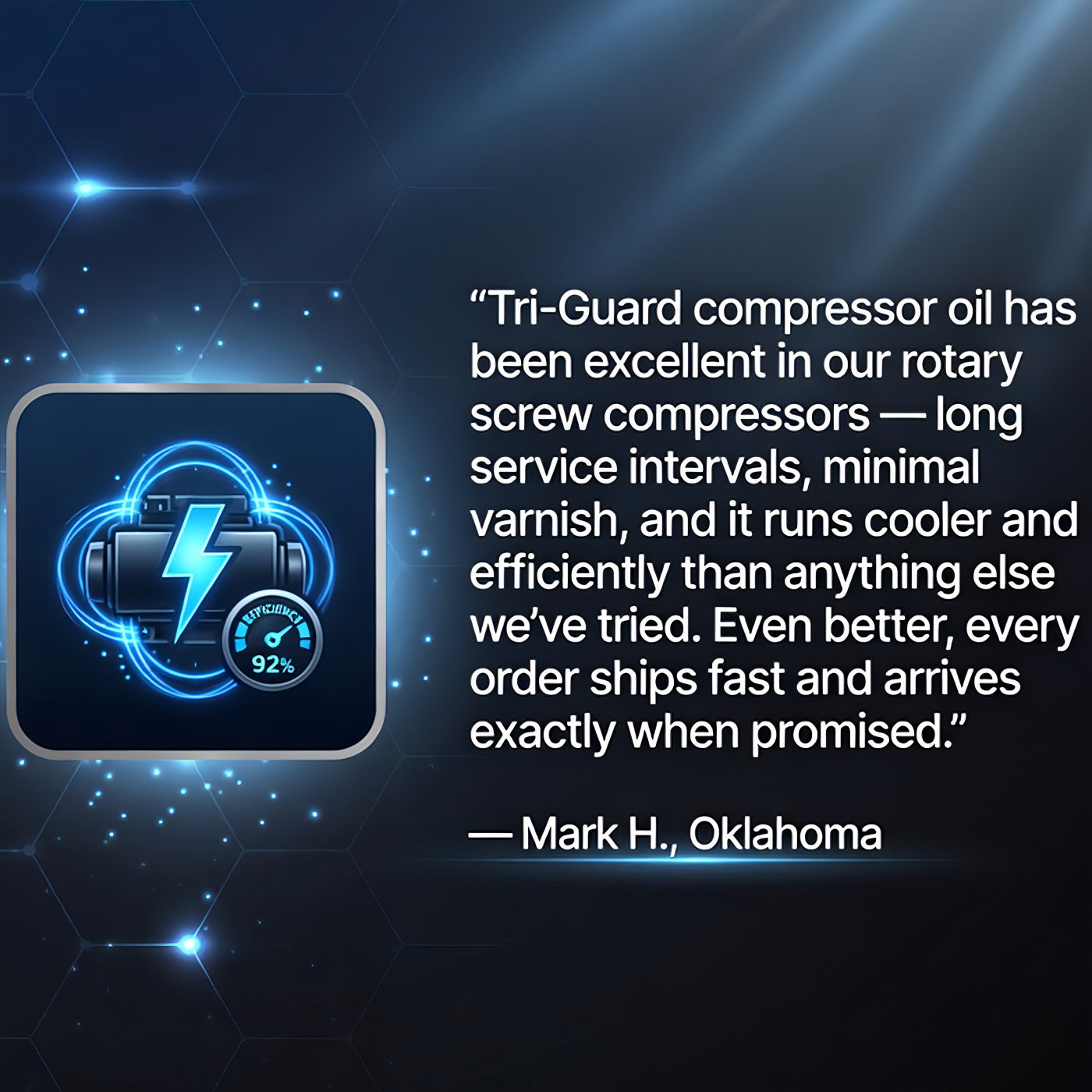 TriboDyn Tri-Guard 4046 rotary screw compressor oil customer review – on time delivery