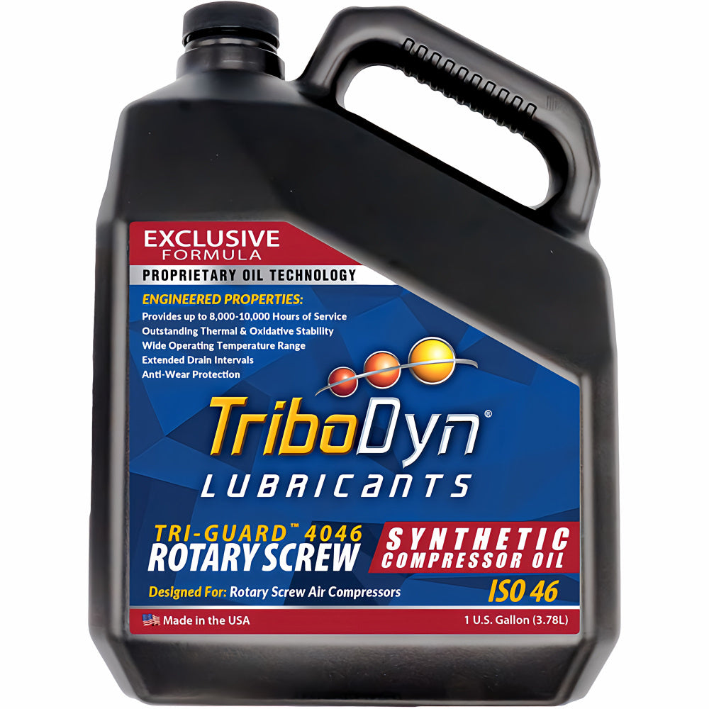 TriboDyn TRI-GUARD 4046 Synthetic PAO Rotary Screw Compressor Oil 1 gallon jug – ISO 46 premium synthetic compressor oil with proprietary ceramic technology
