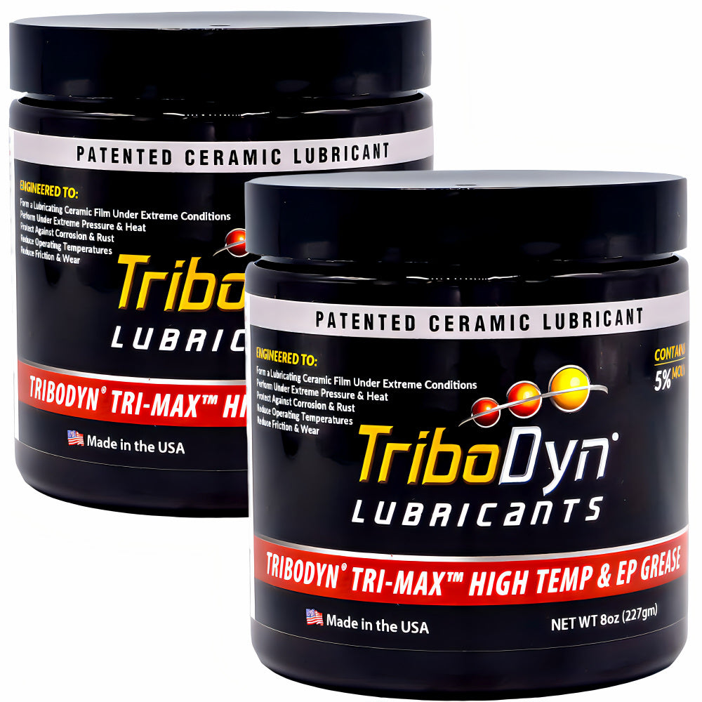 TriboDyn TRI-MAX High Temp & EP Grease 2-pack of 8 oz jars – patented ceramic lubricant with 5% Moly for superior high-temperature and extreme pressure performance