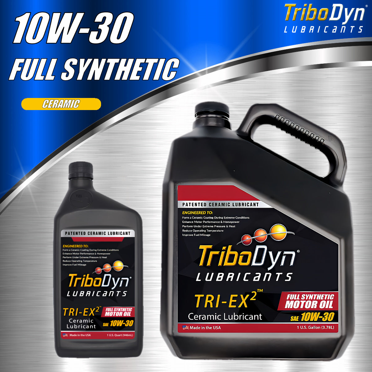 TriboDyn TRI-EX 2 SAE Full Synthetic 10w30 Oil with Ceramic Coating - CoolBlueOil.com