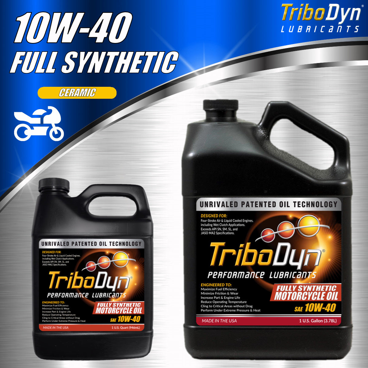 TriboDyn Full Synthetic SAE 10W40 Oil with Ceramic Coating - CoolBlueOil.com