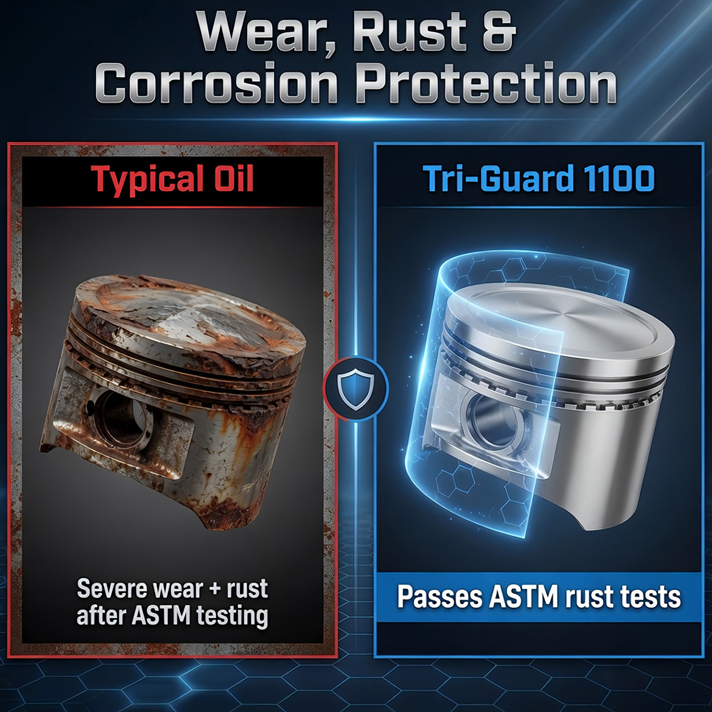 TriboDyn Tri-Guard 1100 vs typical compressor oil – superior wear, rust and corrosion protection