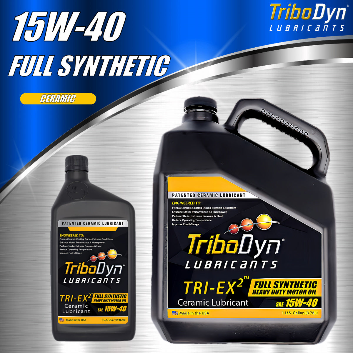 TriboDyn TRI-EX 2 Full Synthetic SAE 15W40 Diesel Oil with Ceramic Coating - CoolBlueOil.com