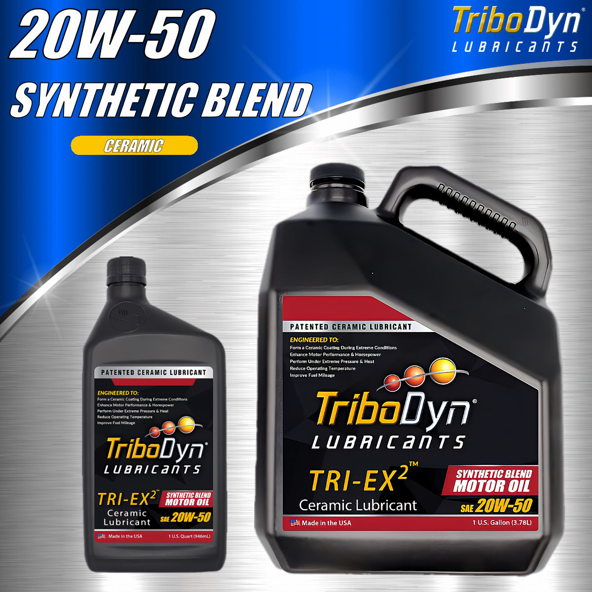 TriboDyn TRI-EX 2 Synthetic Blend 20W50 Oil with Ceramic Coating - CoolBlueOil.com