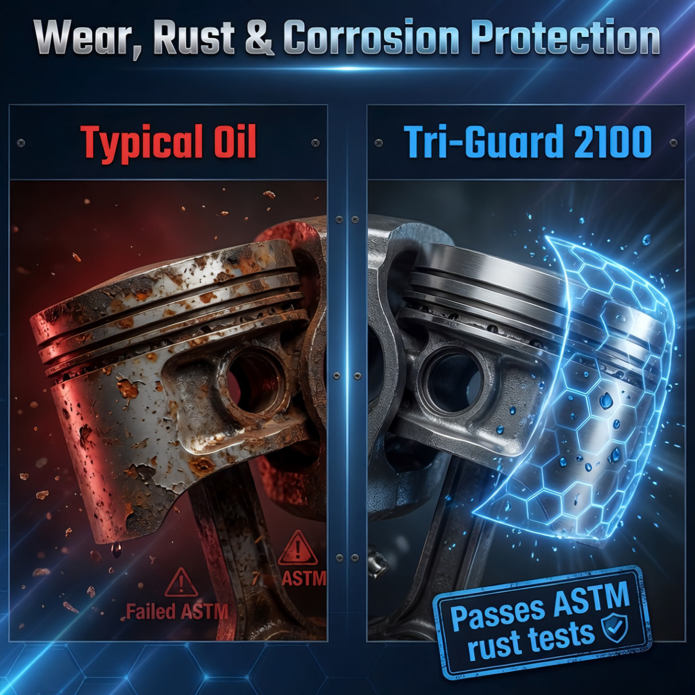 TriboDyn Tri-Guard 2100 vs typical compressor oil – superior wear, rust and corrosion protection