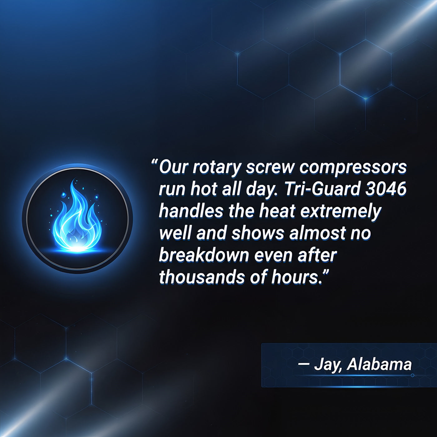 TriboDyn Tri-Guard 3046 rotary screw compressor oil customer review – superior thermal stability