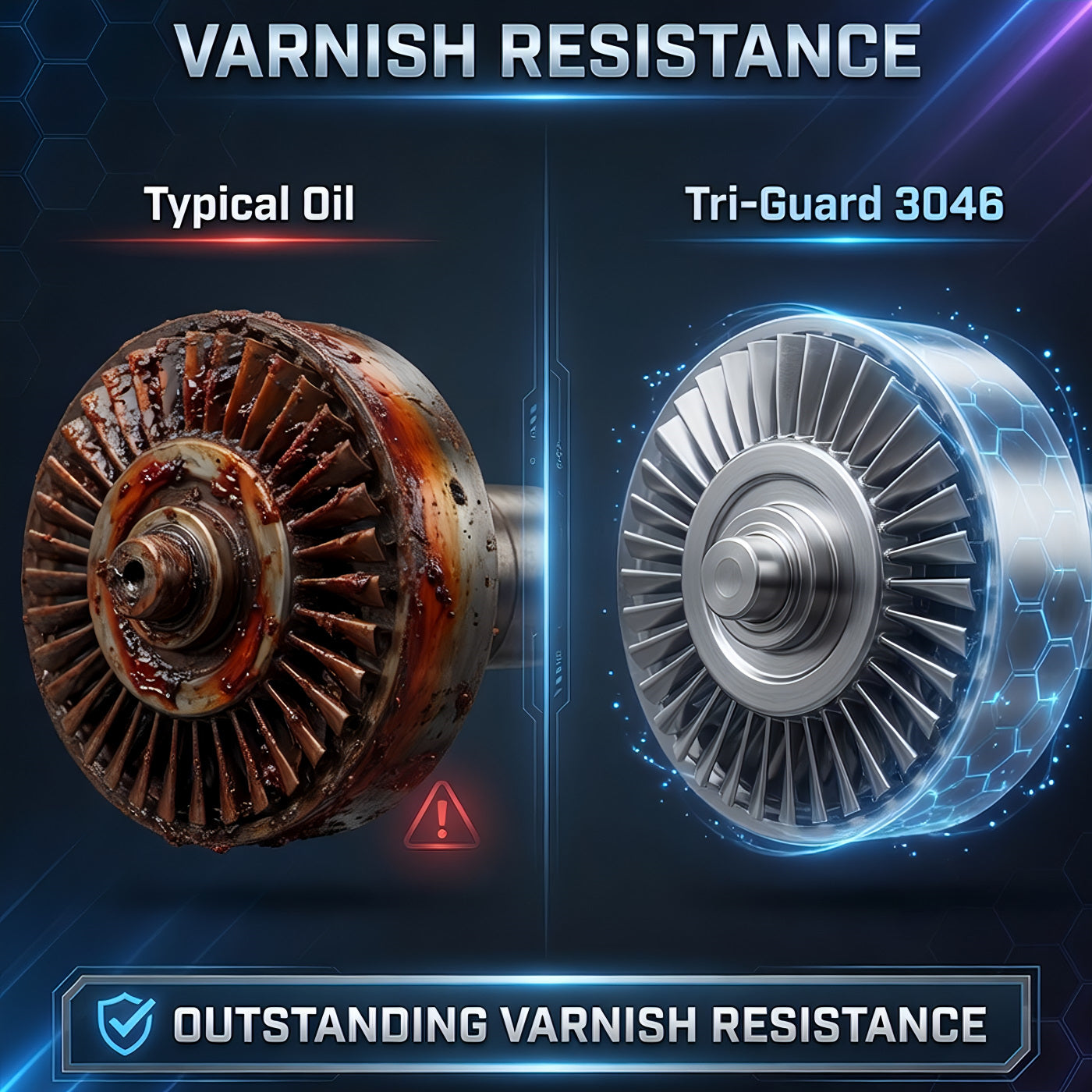 TriboDyn Tri-Guard 3046 vs typical rotary screw compressor oil – outstanding varnish resistance
