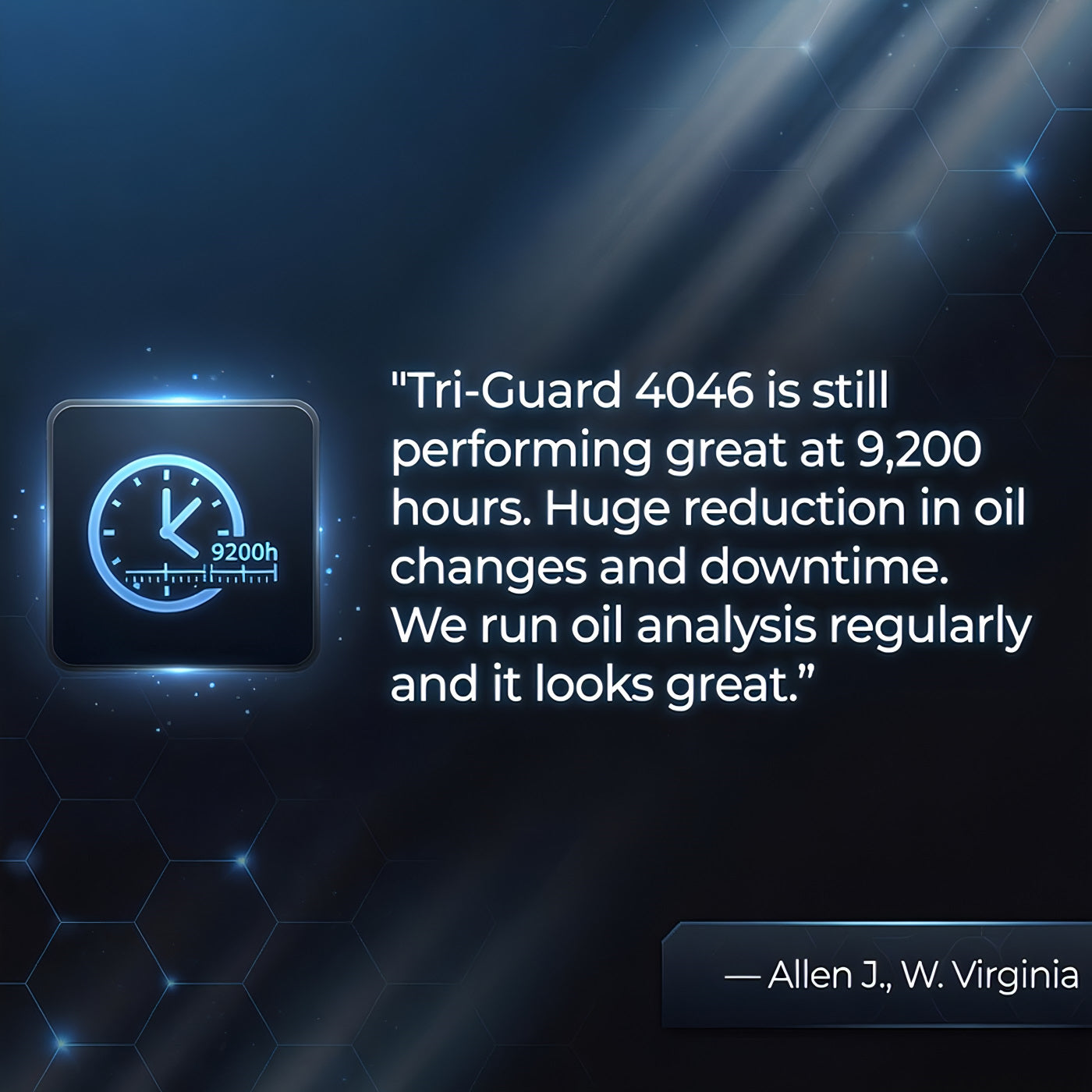 TriboDyn Tri-Guard 4046 rotary screw compressor oil customer review – up to 8,000–10,000 hours service life
