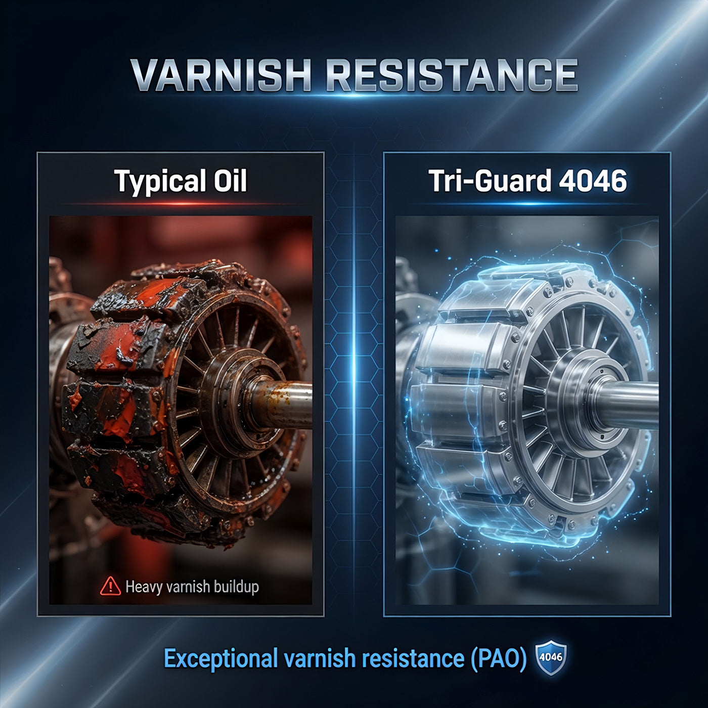TriboDyn Tri-Guard 4046 vs typical rotary screw compressor oil – exceptional varnish resistance