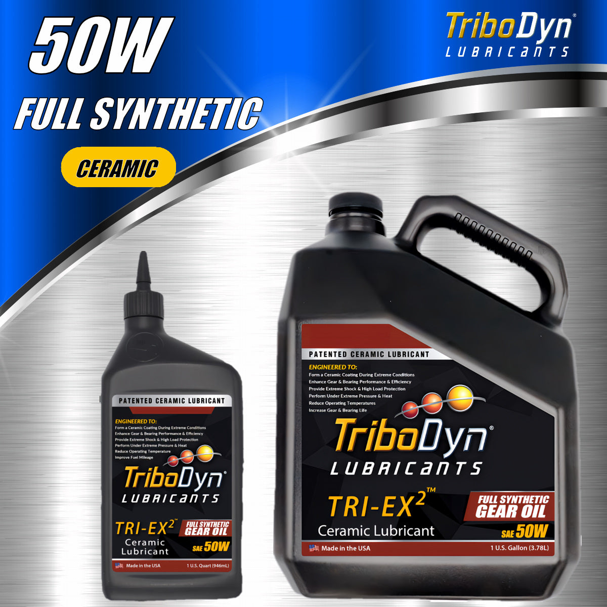 TriboDyn TRI-EX 2 Full Synthetic SAE 50W Gear Oil with Ceramic Coating - CoolBlueOil.com