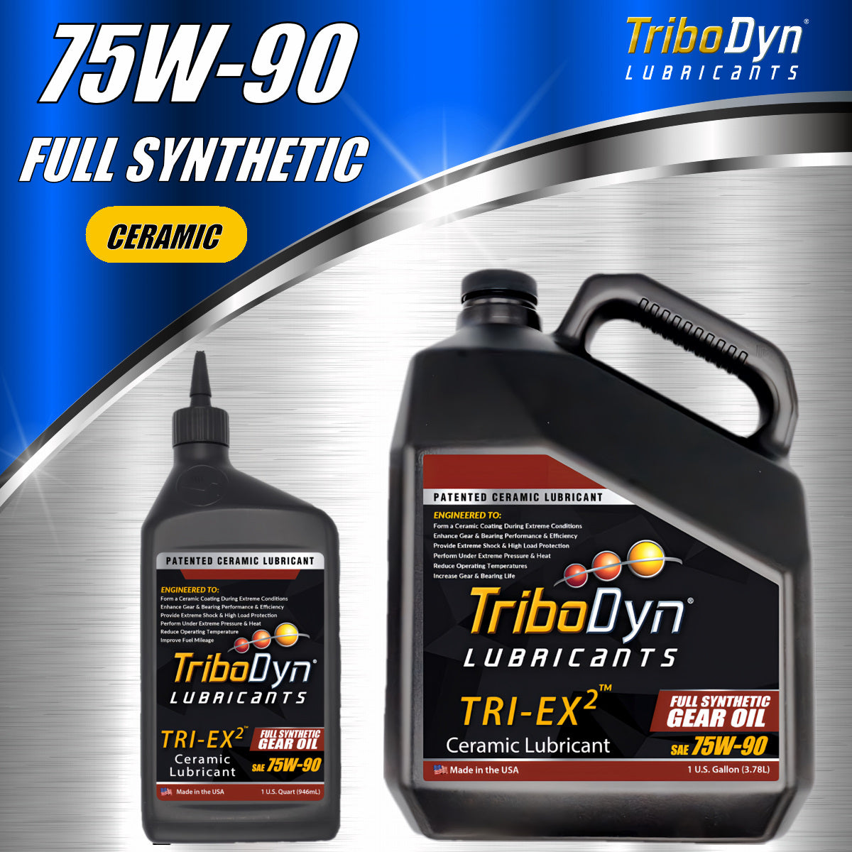 TriboDyn TRI-EX 2 Synthetic 75w90 Gear Oil with Ceramic Coating - CoolBlueOil.com