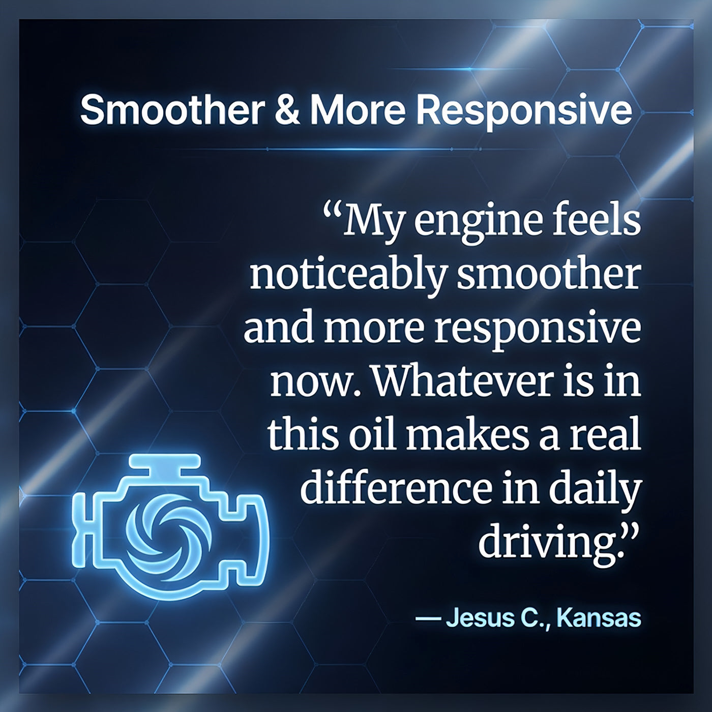 Customer review of TriboDyn TRI-EX² 5W-20 Full Synthetic Motor Oil smoother and more responsive engine