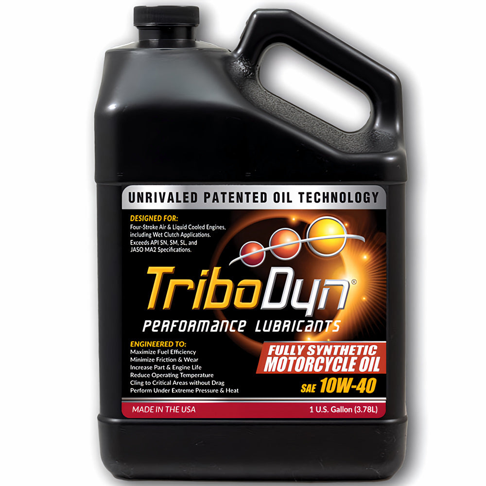 TriboDyn 10W-40 Full Synthetic Motorcycle Oil 1 gallon jug – JASO MA2 full synthetic motorcycle engine oil with patented ceramic technology