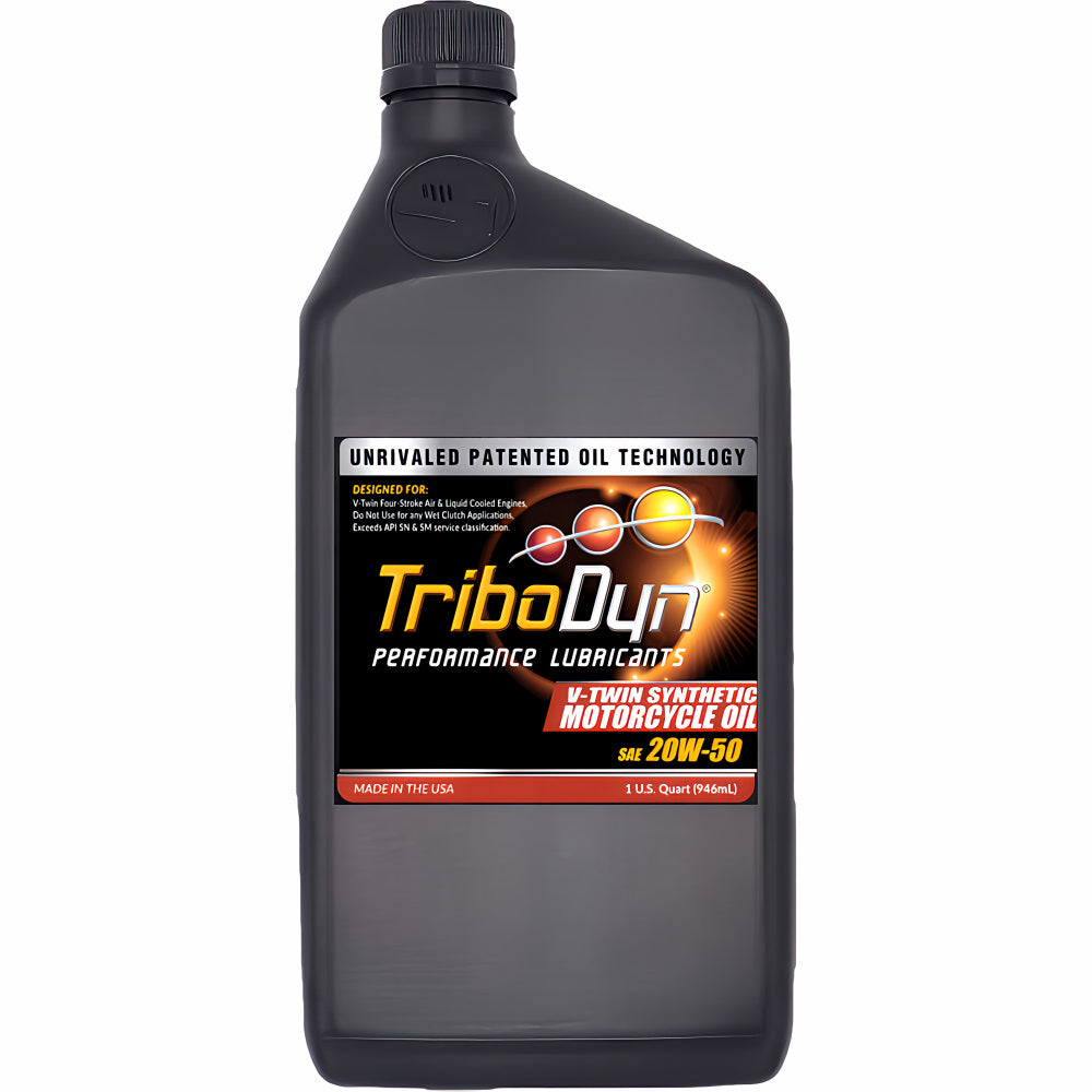 TriboDyn 20W-50 V-Twin Synthetic Motorcycle Oil 1 quart bottle – full synthetic V-Twin motorcycle engine oil