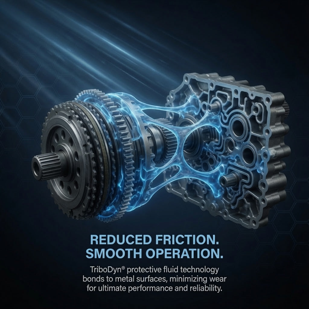 TriboDyn TRI-EX Full Synthetic MV-ATF advanced bonding technology that protects metal surfaces inside the transmission