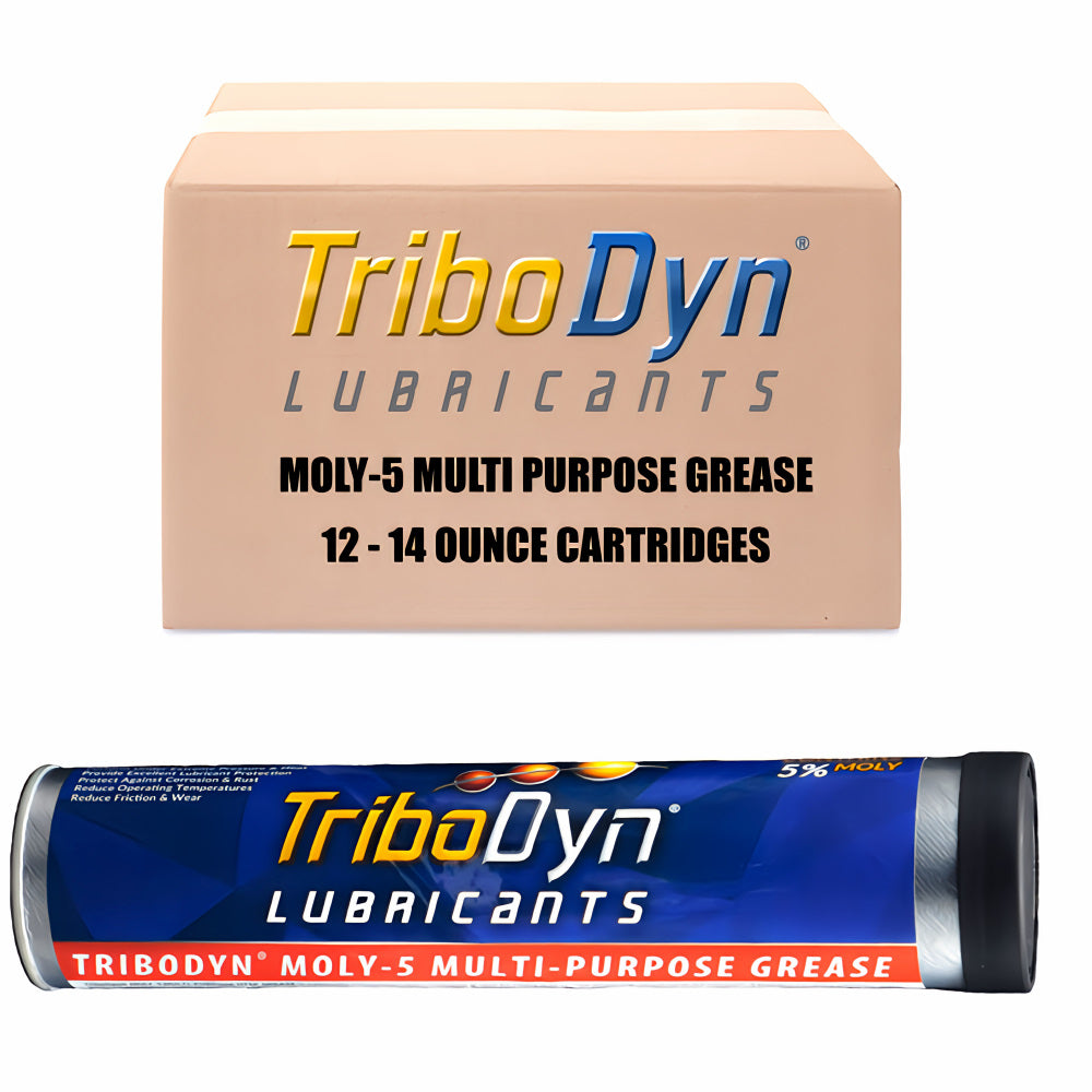 TriboDyn Moly-5 Multi-Purpose Grease 12-pack of 14 oz cartridges – high-performance grease with 5% Moly for heavy-duty applications