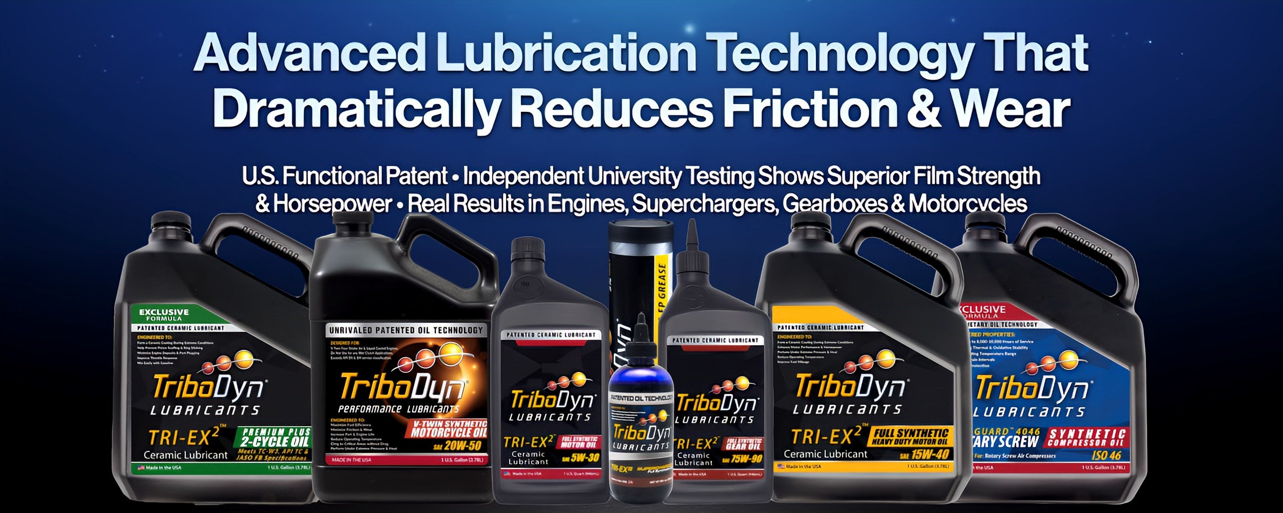 TriboDyn patented ceramic technology lubricants - U.S. Functional Patent and independent university tested for superior film strength, reduced friction, and horsepower in engines, superchargers, and gearboxes

Place your product images