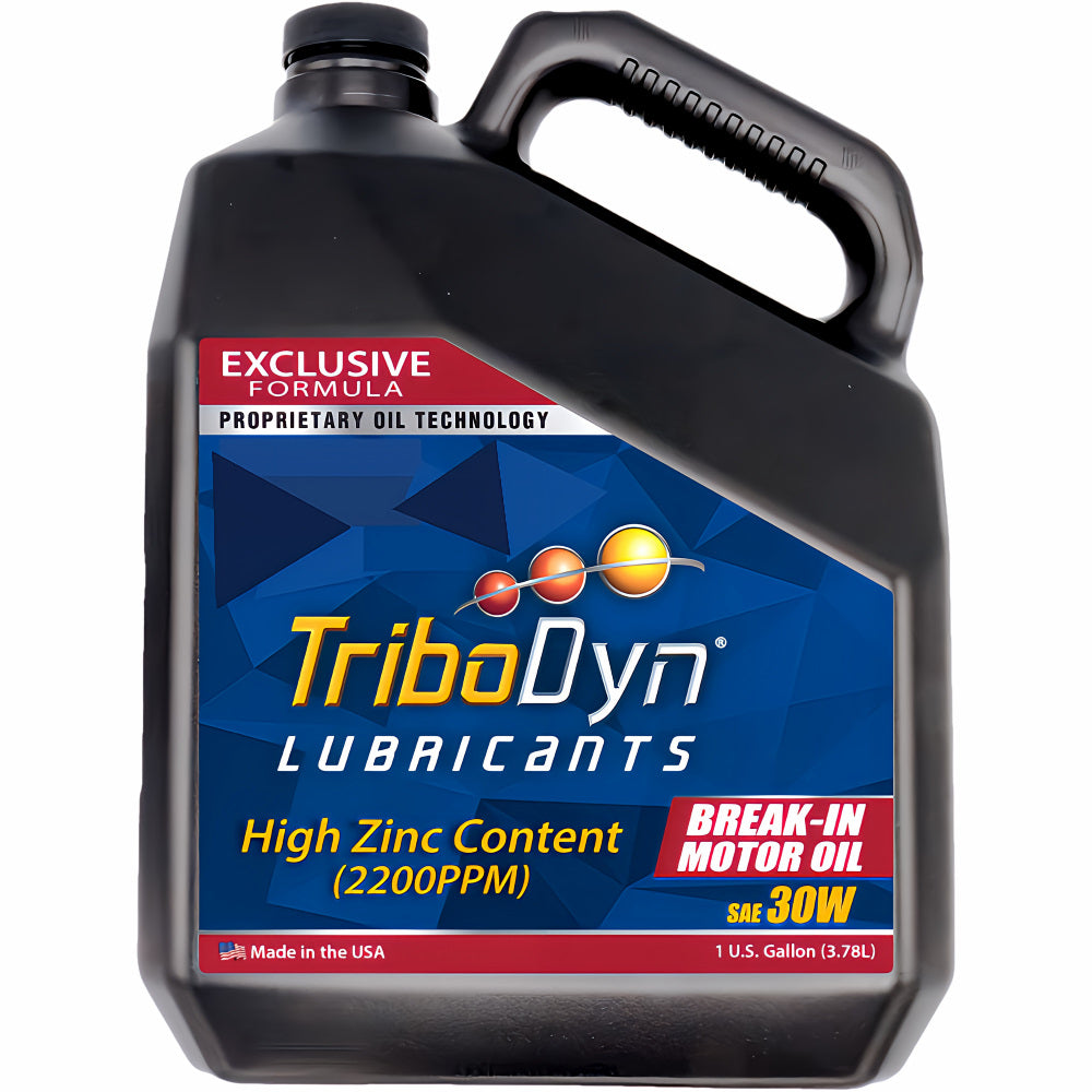 TriboDyn SAE 30W Engine Break-In Motor Oil 1 gallon jug – high zinc content (2200 PPM) break-in motor oil