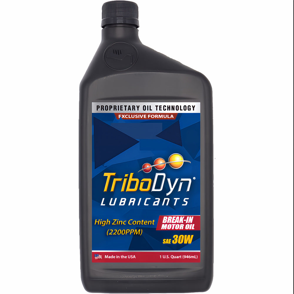 TriboDyn SAE 30W Engine Break-In Motor Oil 1 quart bottle – high zinc content (2200 PPM) proprietary break-in formula
