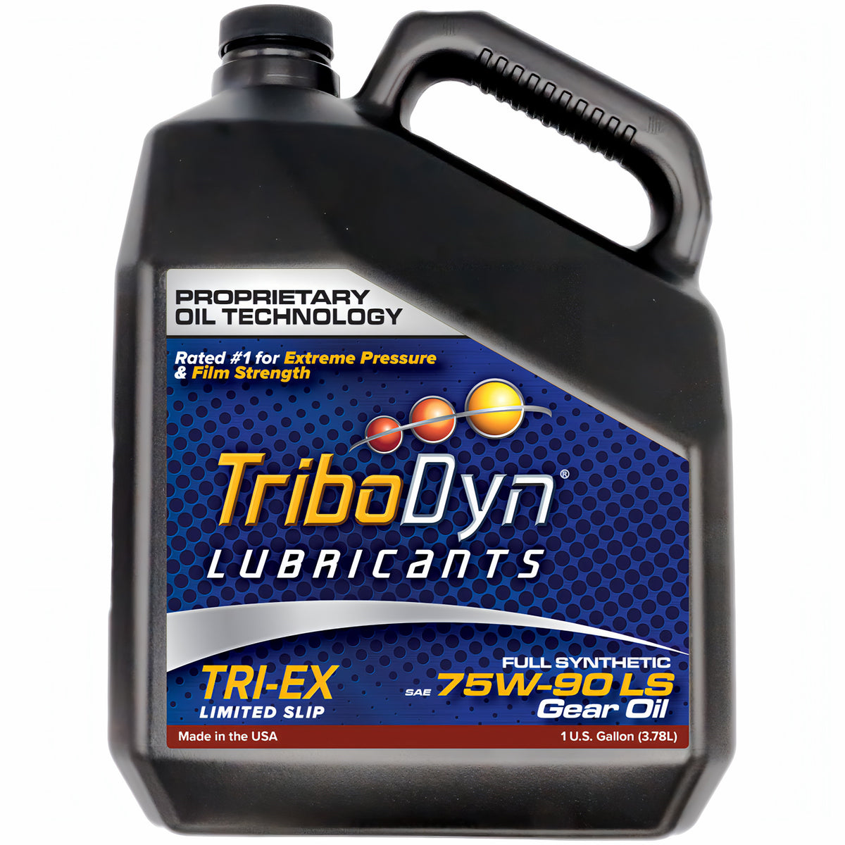 TriboDyn TRI-EX 75W-90 full synthetic limited slip gear oil, 1 one-gallon jug, front view