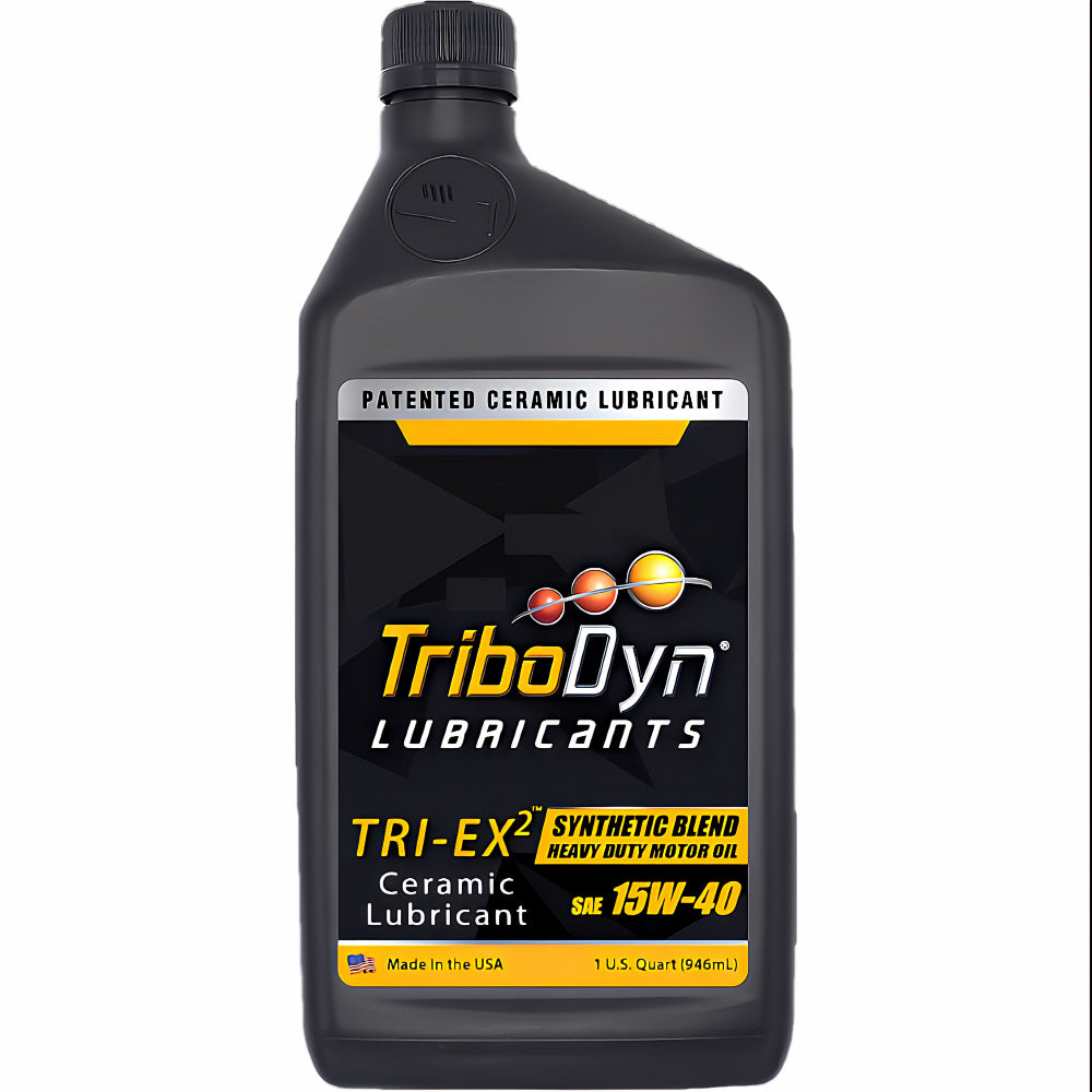 TriboDyn TRI-EX2 15W-40 Synthetic Blend Heavy Duty Motor Oil 1 quart bottle – patented ceramic lubricant synthetic blend heavy duty motor oil