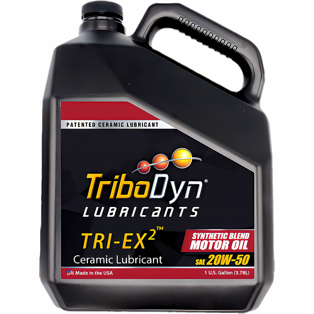TriboDyn TRI-EX2 20W-50 Synthetic Blend Motor Oil 1 gallon jug – patented ceramic lubricant synthetic blend motor oil