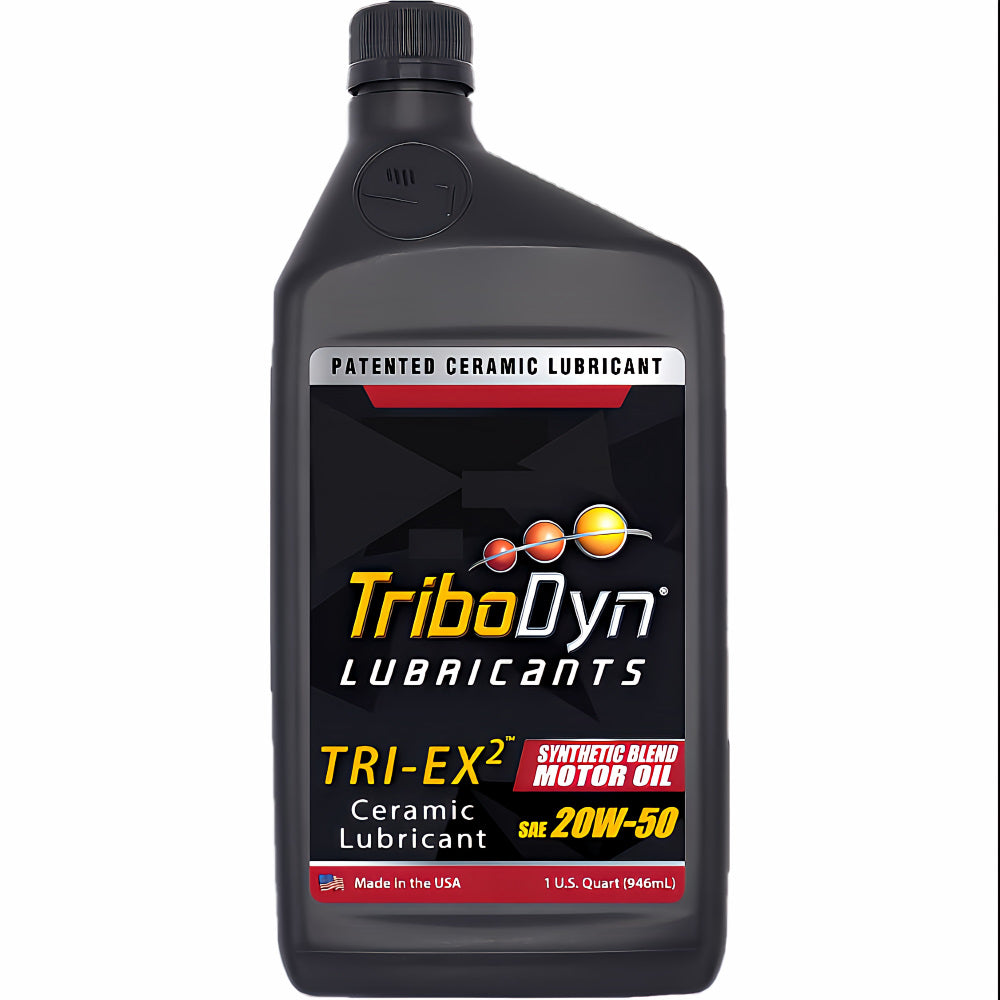 TriboDyn TRI-EX2 20W-50 Synthetic Blend Motor Oil 1 quart bottle – patented ceramic lubricant synthetic blend motor oil