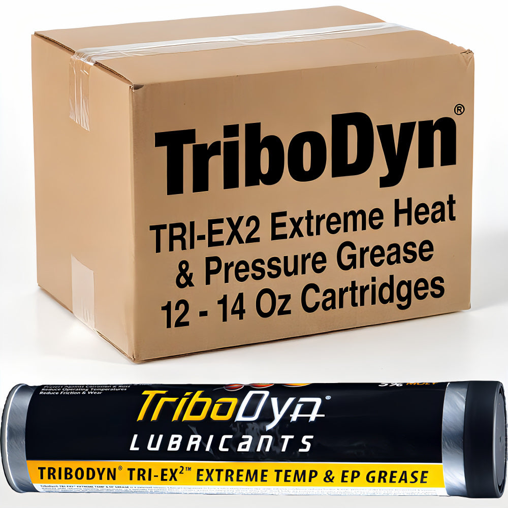 TriboDyn TRI-EX2 Extreme Temp & EP Grease case of 12 × 14 oz cartridges – high-performance extreme temperature and extreme pressure grease with patented ceramic technology