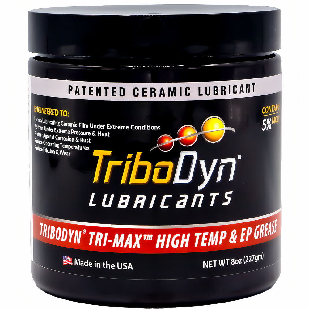 TriboDyn TRI-MAX High Temp & EP Grease 8 oz jar – patented ceramic lubricant with 5% Moly for superior high-temperature and extreme pressure performance