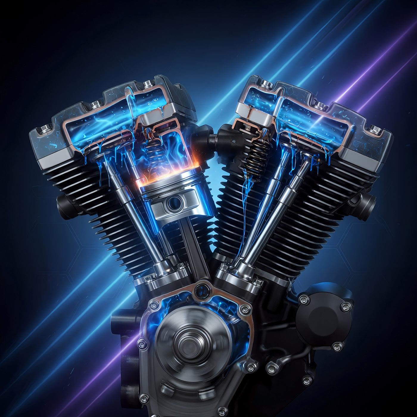 TriboDyn TRI-EX² 20W-50 V-TWIN Synthetic Motorcycle Oil optimized for V-Twin four-stroke engines with superior protection