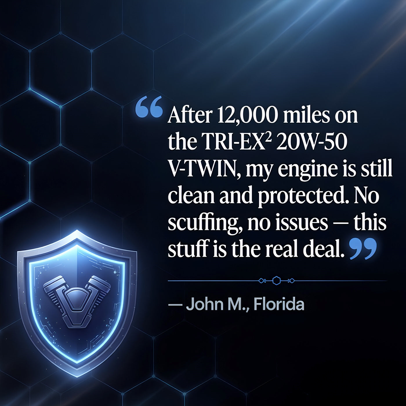 TriboDyn TRI-EX² 20W-50 V-TWIN customer review – excellent long-term protection